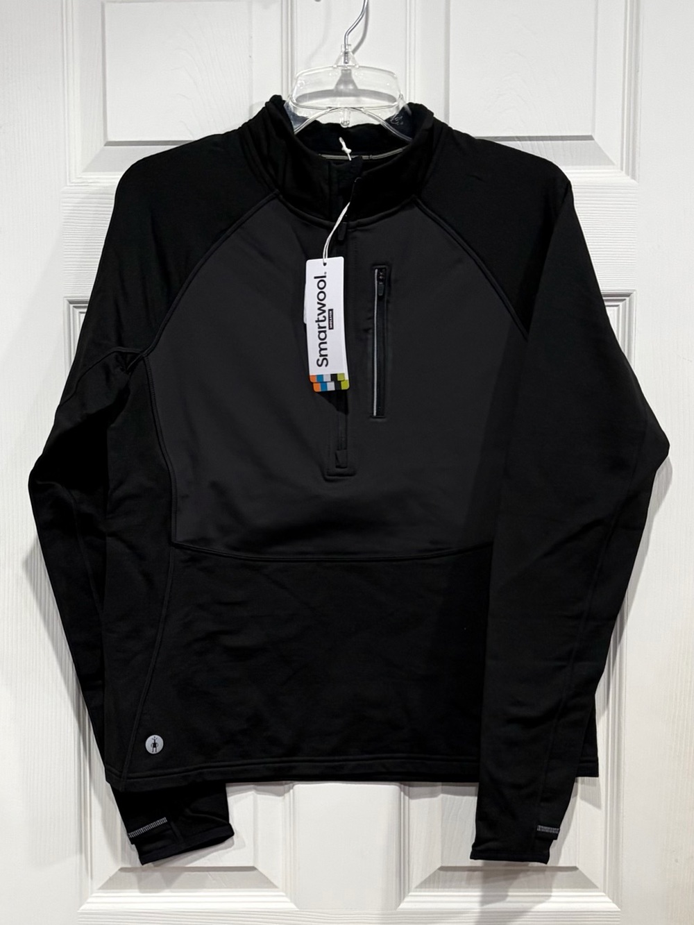 SmartWool Women's Small Fleece Wind Shirt Zip Neck Black NWT Merino Wool Blend